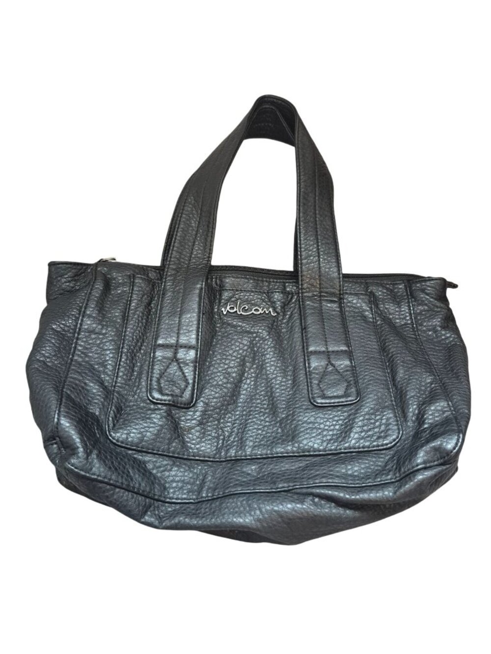 Volcom Black Grapa Handbag Satchel Purse Zip Closure Medium Casual Faux Leather